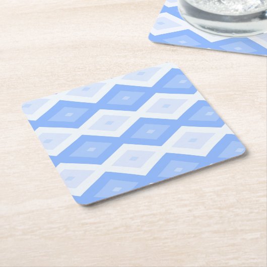 青淡い色のダイヤ スクエアペーパーコースター (アングル)