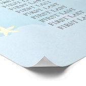 青淡い色の星ムーンスカイ赤ちゃんシャワー座席表 ポスター (角)