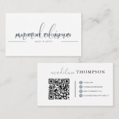 青淡い色の書文字QRコード名刺 名刺 (正面/裏面)