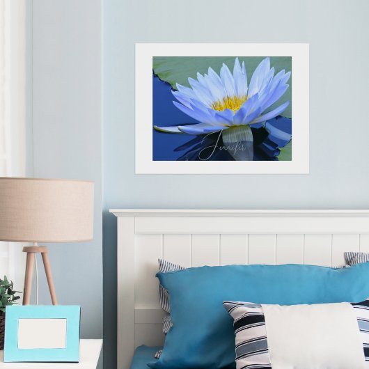 青淡い色の水百合パーソナライズされた箔名箔P 箔ポスター (インサイチュ (寝室))