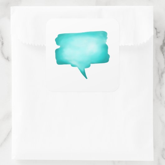 青淡い色の水色の吹き出し スクエアシール (バッグ)