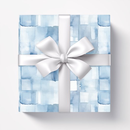 青淡い色の水色抽象芸術 ラッピングペーパー