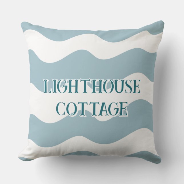 青淡い色の波編集可能文字 アウトドアクッション (正面)