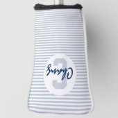 青淡い色の灰色と白のストライプモノグラム ゴルフヘッドカバー (回転90)