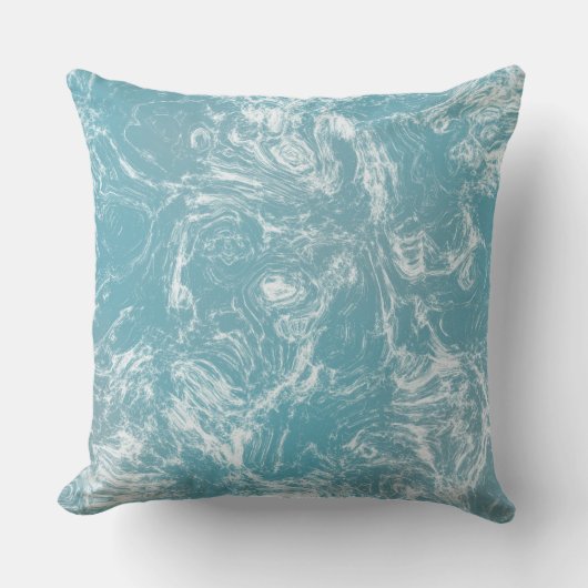 青淡い色の白の大理石抽象芸術 クッション (正面)