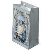 青淡い色の白の父クリスマス スモールペーパーバッグ (裏面アングル)