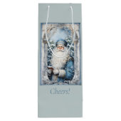 青淡い色の白の父クリスマス ワインギフトバッグ (裏面)