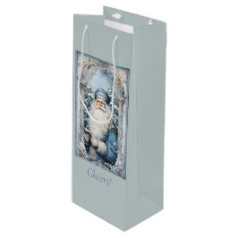 青淡い色の白の父クリスマス ワインギフトバッグ