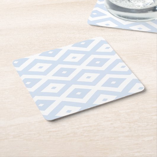 青淡い色の白ひし形 スクエアペーパーコースター (アングル)