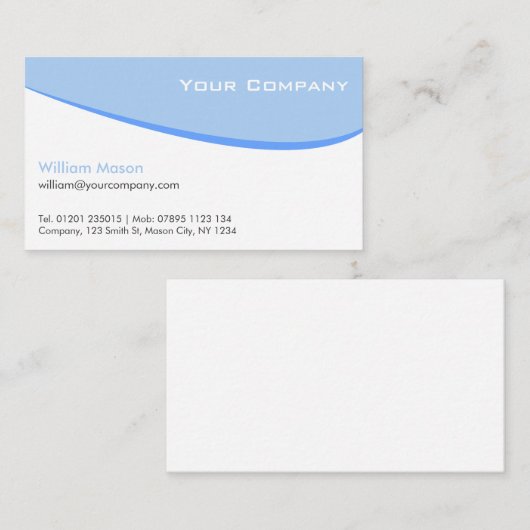 青淡い色の白カーブプロフェッショナル名刺 名刺 (正面/裏面)
