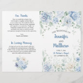 青淡い色の白フローラ結婚式 プログラム (正面)