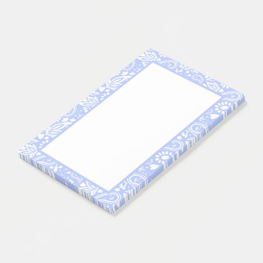 青淡い色の白ペイズリーパターン（の模様が）あるかわいらし ポストイット (アングル)