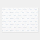 青淡い色の白1歳 ラッピングペーパーシート (正面)