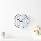 青淡い色の白5パターンストライプ ラウンド壁時計 (ホーム)