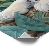 青淡い色の緑のジャングルに金の虎 ポスター (角)