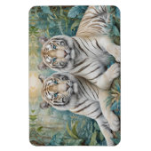 青淡い色の緑のジャングルに金の虎 マグネット (縦)