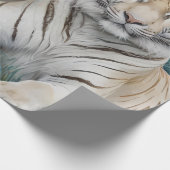 青淡い色の緑のジャングルに金の虎 ラッピングペーパー (角)