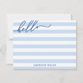 青淡い色の線Hello Add Name ノートカード (正面)