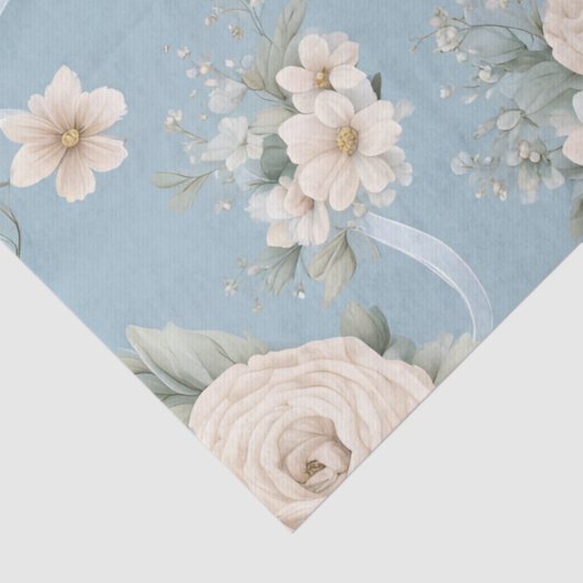 青淡い色の色と白の花と弓 薄葉紙 (詳細)