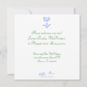 青淡い色の花の誕生発表 案内状 (裏面)