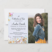 青淡い色の野花写真お祝いオブ・ライフ 招待状