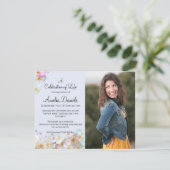 青淡い色の野花写真お祝いオブ・ライフ 招待状