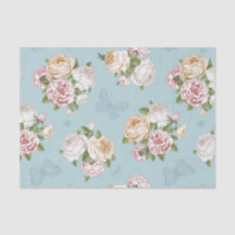 青淡い色の,ヴィンテージ,フローラ，蝶，ビクトリアンかわいい