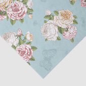 青淡い色の,ヴィンテージ,フローラ，蝶，ビクトリアンかわいい 薄葉紙 (詳細)