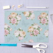 青淡い色の,ヴィンテージ,フローラ，蝶，ビクトリアンかわいい 薄葉紙 (クラフト)