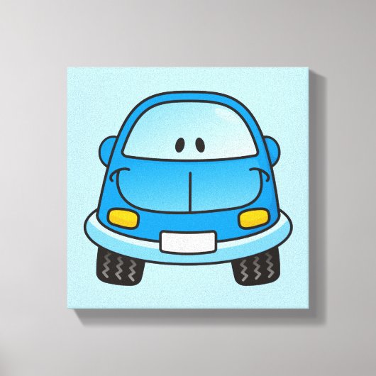 青漫画の車 キャンバスプリント (正面)