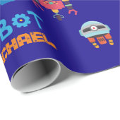 青漫画ロボットと王室のいうキッズロおもしろいボット ラッピングペーパー (ロールコーナー)