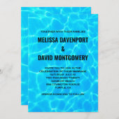 青澄んプール水カジュアル結婚写真 招待状 (正面/裏面)