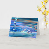 青澄ん水滴が流れる カード (黄色い花)