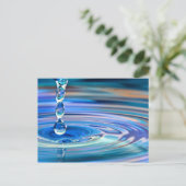 青澄ん水滴が流れる ポストカード (スタンド正面)