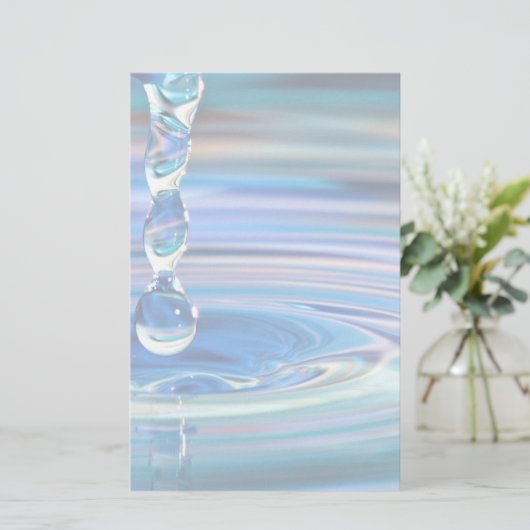 青澄ん水滴が流れる 便箋 (スタンド正面)