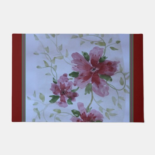 青濃い緑とブルゴーニュ ドアマット (正面)