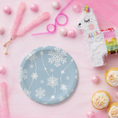 青灰の雪の結晶 冬のワンダーランド ホリデー ペーパープレート (パーティー)