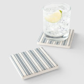 青灰色と白のキャンディストライプー ストーンコースター (横)