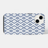 青灰色と白のダイヤモンド柄 iPhoneケース (裏面横)