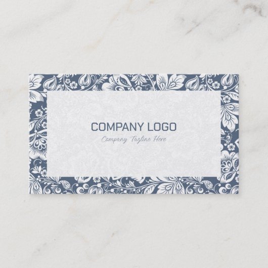 青灰色と白のフローラマスク 名刺 (正面)