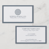 青灰色と白の幾何学円マンダラ 名刺 (正面/裏面)