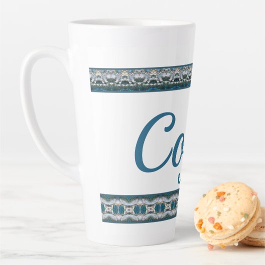 青灰色と白スタイリッシュ色 カフェラテマグ (インサイチュ)