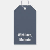 青灰色に白いポルカが交差 ギフトタグ (裏面)