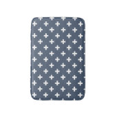 青灰色に白いポルカが交差 バスマット (正面縦)