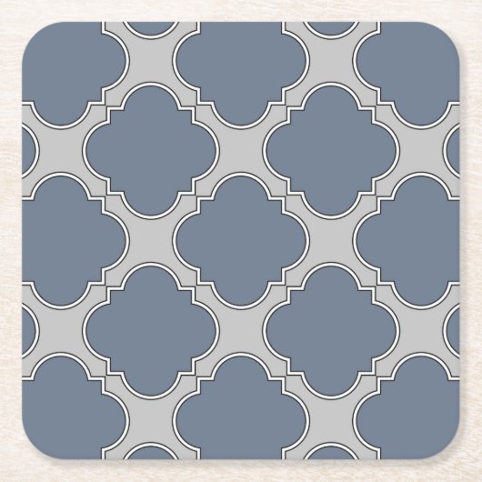 青灰色のクアトレフォイル スクエアペーパーコースター (正面)