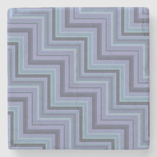 青灰色のストライプ階段パターン ストーンコースター (正面)