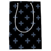 青灰色のポルカが黒に交差 ミディアムペーパーバッグ (正面)