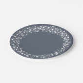 青灰色のライトクリきらめくスマス ペーパープレート (アングル)