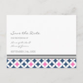 青灰色の写真日付のポストカー結婚ドを保存 案内ポストカード (裏面)