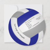 青灰色の女の子バレーボール誕生日パーティー 案内状 (裏面)